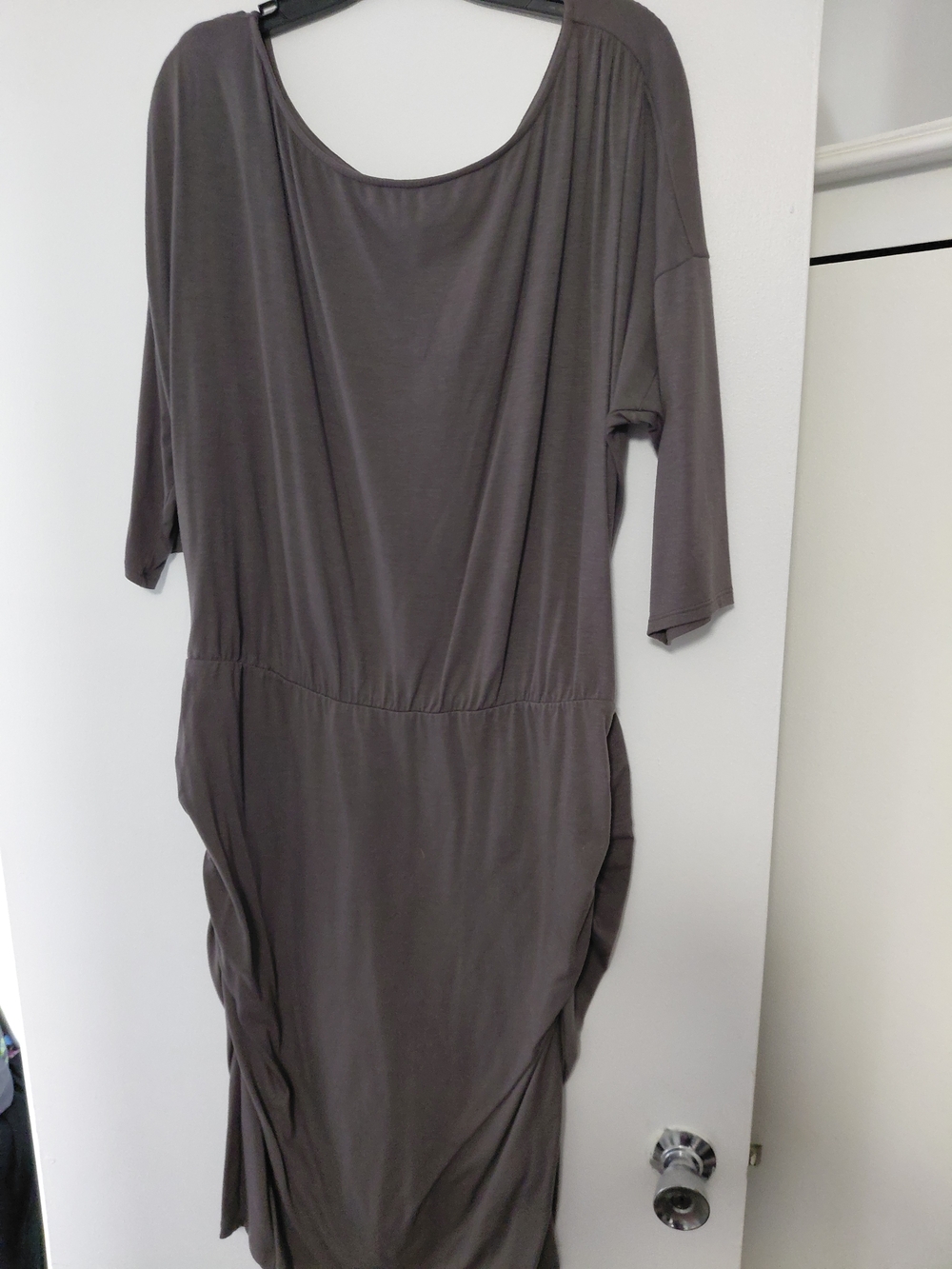 JustFab Taupe Midi Scoop-Neck Dress